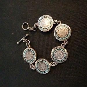 Mexico tp-114 Silver 925 and Turquoise Bracelet 1.7 oz